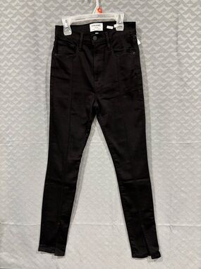 Frame Denim Black High-Rise Skinny Jeans with Front Seams